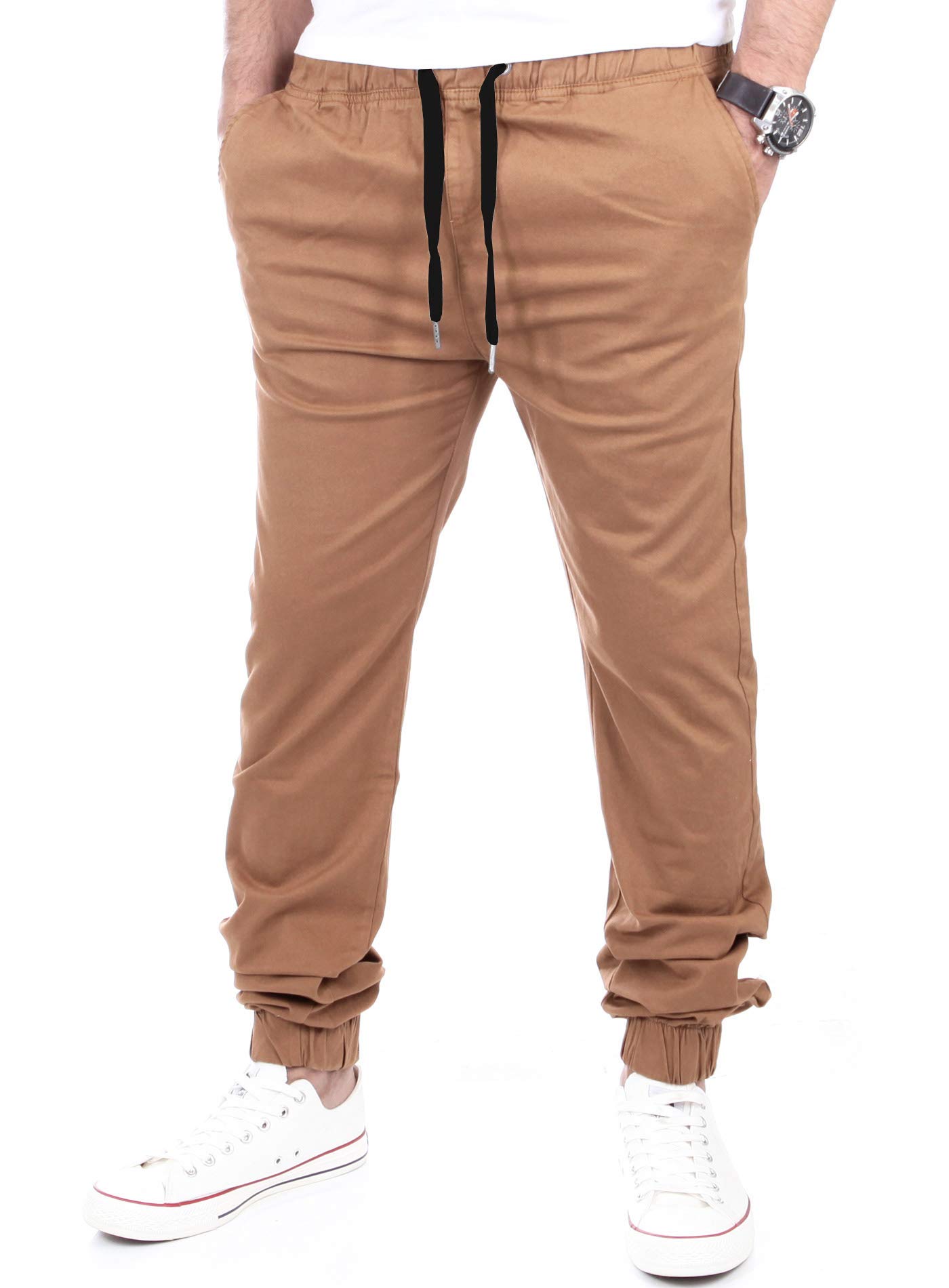 Reslad Jogg-Chino Herren-Hose Männer Harem Hosen Jogger Chinos Jogging-Hose lang Chinohose RS-2055 Braun W36