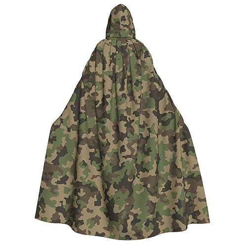 WURTON Unisex-Kapuzenumhang mit grünem Camouflage-Muster, für Damen und Herren, Vampir, Halloween, Cosplay, Karneval, Mottoparty