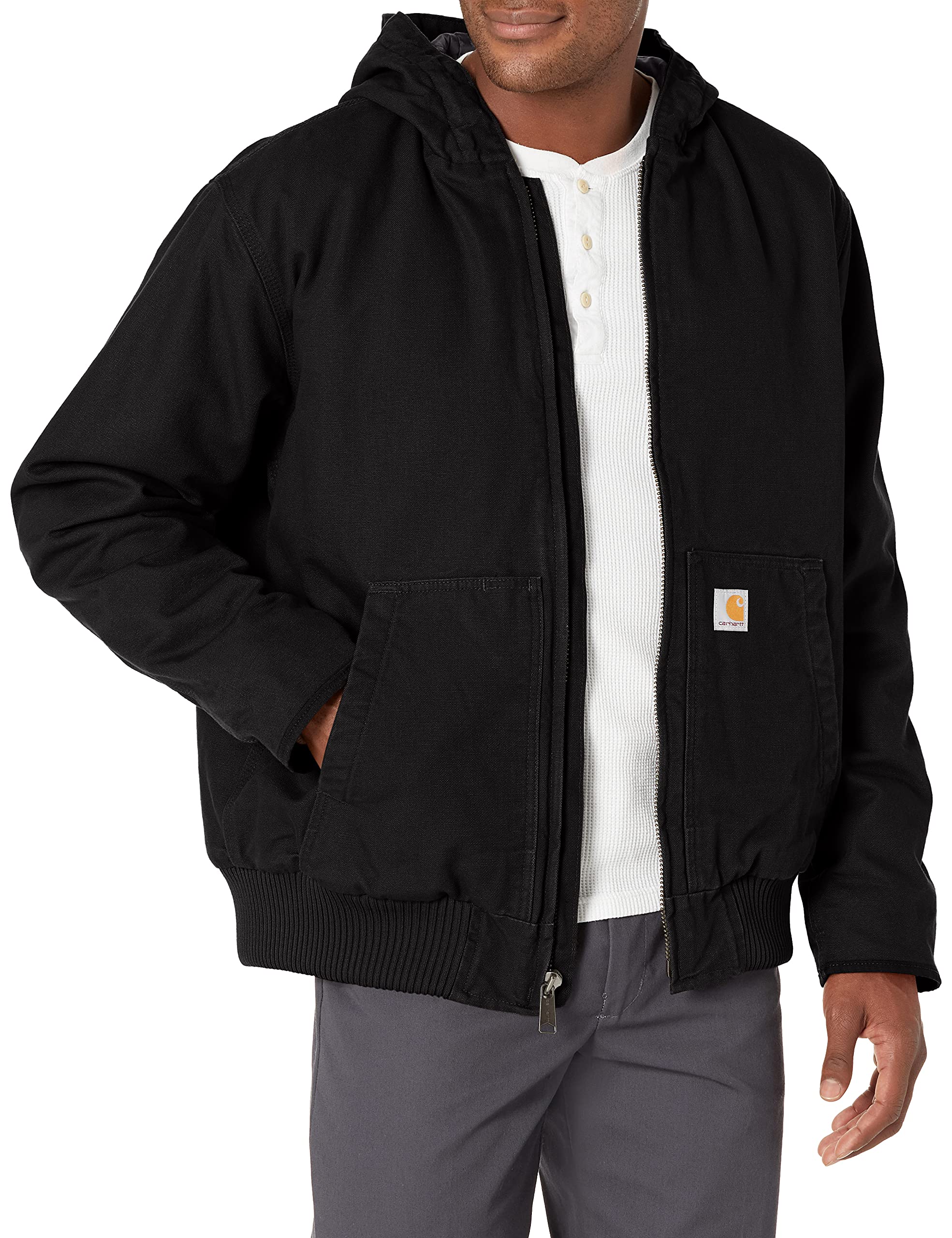 Carhartt, Herren, Weite, isolierte Freizeitjacke aus ausgewaschenem Segelleinen, Schwarz, L