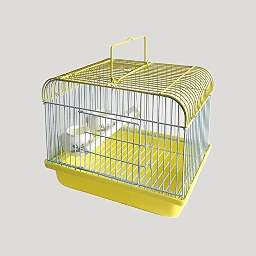 Kleiner tragbarer Vogelkäfig Reisebox, for Vögel und Kleintiere Vogeltransportbox mit Sitzstange und Futternäpfen Tragbarer Vogelreisekäfig Leichtes, atmungsaktives Heimtierzubehör(Yellow)