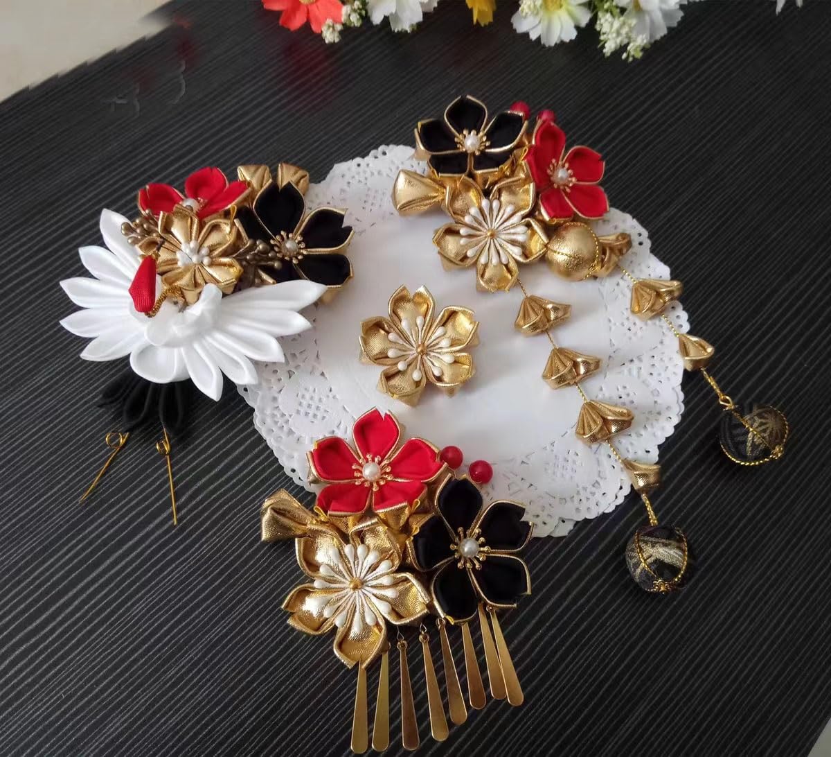 Haargabel, Braut-Haarnadeln, Hanfu-Haarstäbchen, japanische handgefertigte Haaraccessoires im japanischen Stil, Kimono, Yukata, Hanfu, Kopfschmuck, rosa Kirschblüten-Haarnadel, Foto-Requisiten Kopfsch