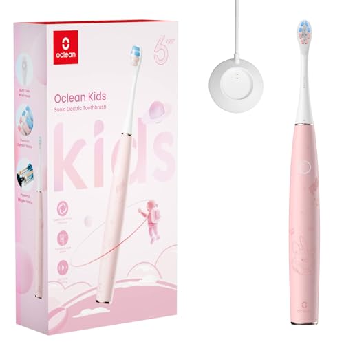 Oclean Sonic Elektrische Zahnbürste für Kinder, weiche kinderfreundliche Borsten, ultra leise Bürsten, 2 Minuten eingebauter Timer, IPX7 wasserdicht, für Kinder ab 5 Jahren (Rosa)