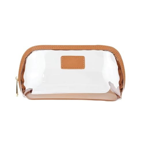 Transparenter Kulturbeutel Tragbare Reise-Kosmetiktasche aus transparentem PVC, transparent, wasserdicht, TPU, Kulturbeutel, Make-up-Aufbewahrungstasche, modisch, Sommer, Strand(Color:Brown Small)