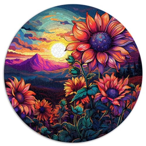 Puzzle | Puzzles Sunflowers in sunset Jigsaw 1000 Piece Adult 67.5x67.5cm Puzzling for Gift Every Piece is Unique - Challenging Family Fun Game