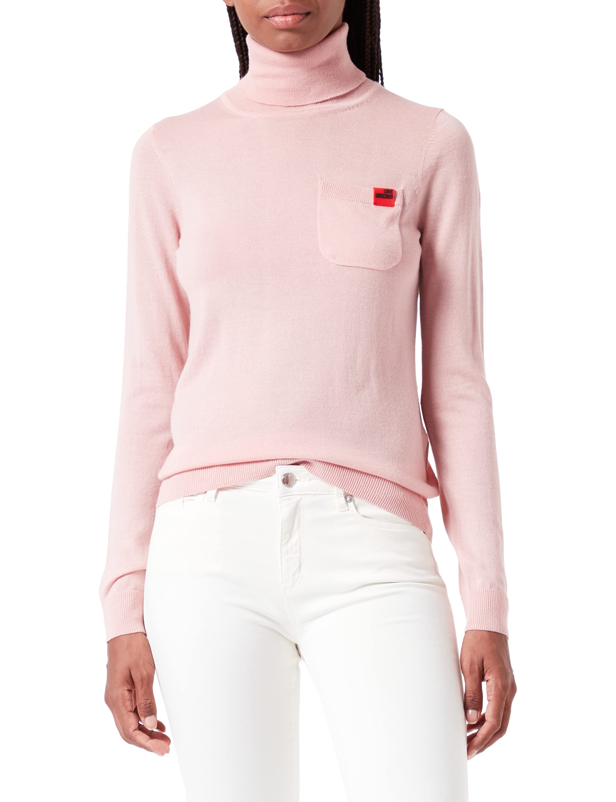 Love Moschino Damen Turtleneck With Patch Pocket top, Rosa, 42 EU