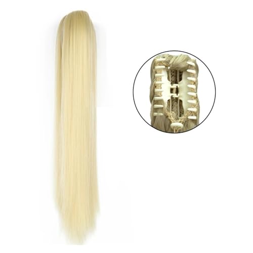 Echthaar-Pferdeschwanz-Haarteil, Long Ponytail Extension, 24" Straight Claw Clip Ponytail Hair Extensions Natural Looking Heat Resistant Synthetic Ponytail Hairpiece for Women,Pferdeschwanz-Haarteil