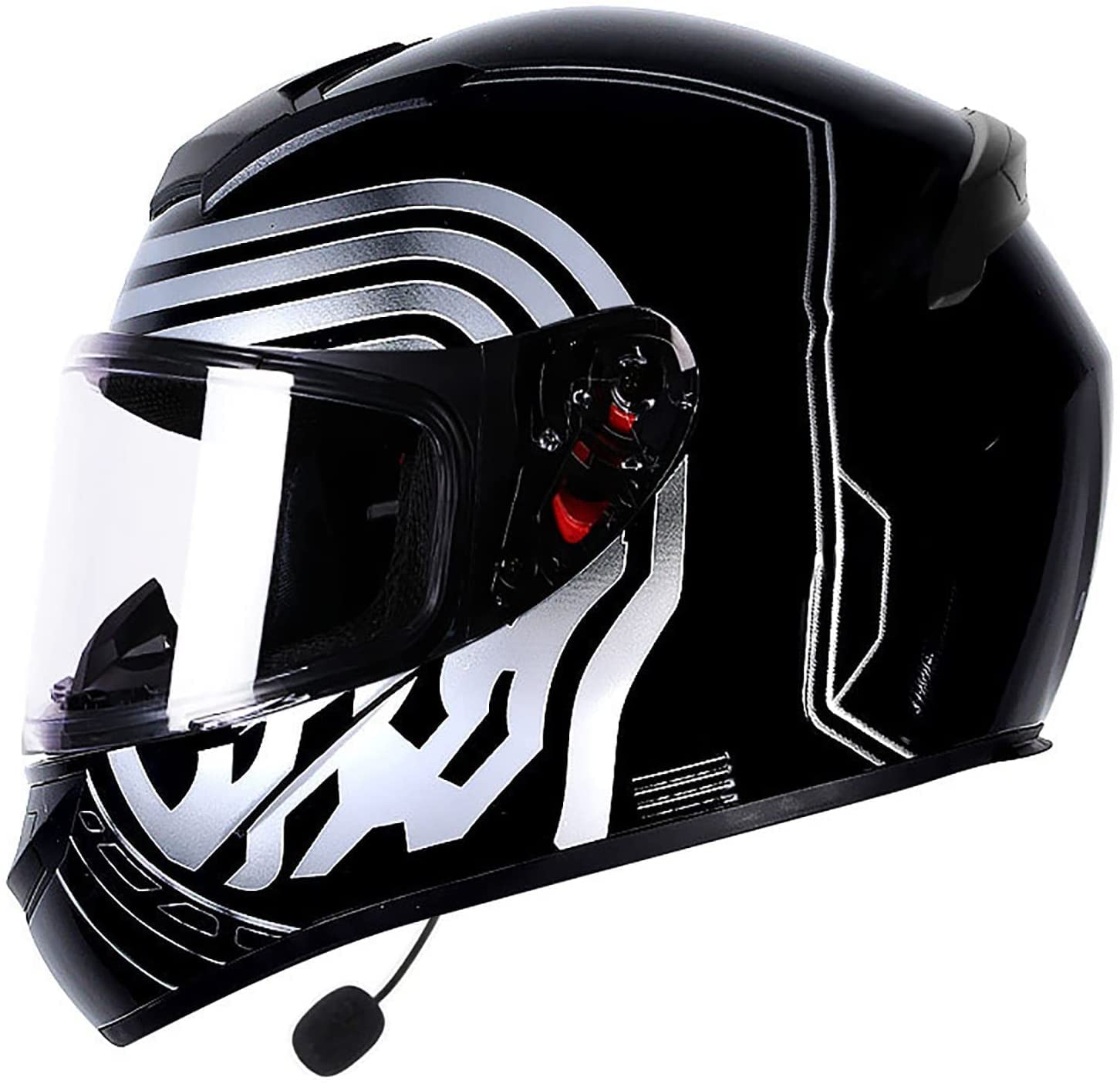 Motorradhelm Helm Klapphelm Integralhelm Integrierter Bluetooth-Helm DOT/ECE Genehmigt Motorrad Full Face Helm Rollerhelm Anti-Fog-visier Sturzhelm Unisex (Color : A, Größe : M=57-58cm)