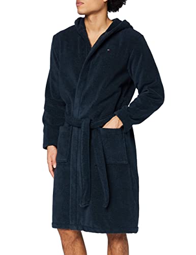 Tommy Hilfiger Herren Icon Hooded Bathrobe Bademantel, Blau (Navy Blazer-PT 416), Medium