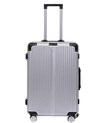 Koffer Trolley Reisekoffer Handgepäck, Aufgegebenes Gepäck, Koffer Mit Rollen, Hartschalengepäck Mit Spinner-Rädern Koffer Gepäck Rollkoffer (Color : Silver, Size : 26inch)