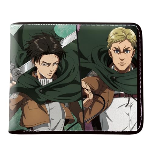 Attack On Ti-tan Geldbeutel Anime Mittelgroß, Cartoon-Münztasche Geldbeutel Klein, PU-Leder Wallet Geldbörsen mit Münzfach, für Anime-Fan-Geschenke Jungen und Mädchen(Color:Multicolor 5)