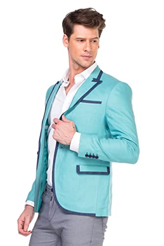 Cipo&Baxx Herren Herren Sakko mit Kontrastborte- Gr. 48, Aqua