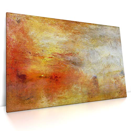 CanvasArts William Turner - Sonnenuntergang über einem See - Leinwand Bild auf Keilrahmen (80 x 60 cm, Leinwand auf Keilrahmen)