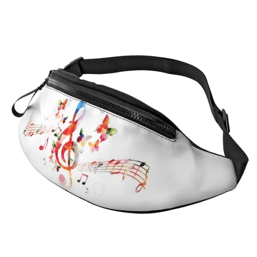 HSJFS Modische Hüfttasche mit Pfauenmuster, verstellbarer Gürtel, lässige Brusttasche, Musica Butterfly, Einheitsgröße