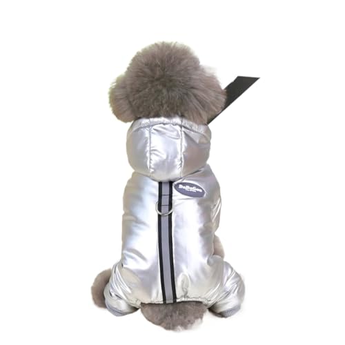 Warme Hundekleidung, Winterjacke, passend für kleine und mittelgroße Hunde, dick, wasserdicht, Yorkies, Haustiere, Hoodie, Chihuahua, Silber, XXL