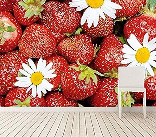 XLMING Strawberry Red Food Flower 3D Tapeten Home Esszimmer Sofa Schlafzimmer Wohnzimmer TV Hintergrund-300cm×210cm