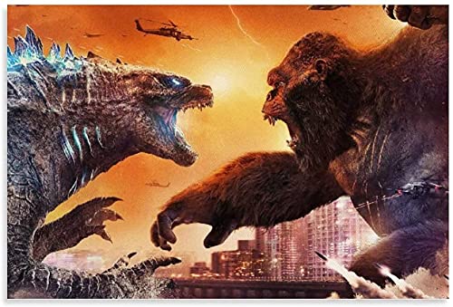 DIY 5d Diamant Malerei Kits FüR Erwachsene Und Kinder King Kong gegen Godzilla und Picture Modern Kreuzstich Art Kristall Strass Stickerei Painting 11.8"x15.7"(30x40cm) Kein Rahmen