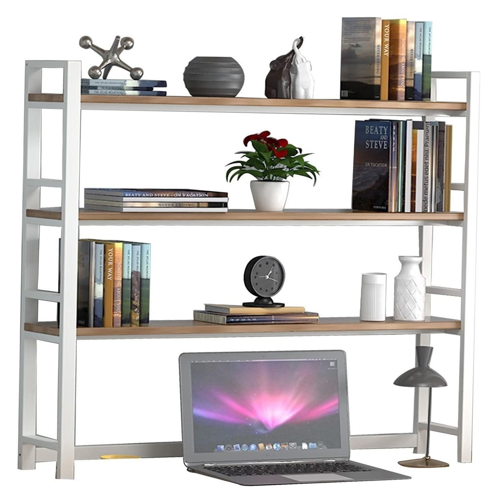 Bücherregal Aus Schmiedeeisen Für Den Schreibtisch - Industrielles Computer-Schreibtisch-Schreibtischregal, Mehrzweck-Bücherregal Auf Der Arbeitsplatte, Verstellbares Schreibtisch-Organizer-Rack, Sc