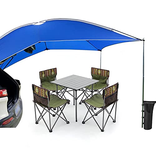 Auto Vorzelt Camping, SUV Heckklappenzelt Markise Sonnenschutz for Camping 3-4 Personen(Blue)