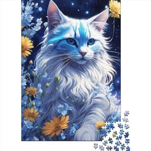 Niedliche Katzen-Fantasiekunst für Erwachsene, schwieriges Puzzle mit 1000 Teilen für Erwachsene Teenager, Entspannungspuzzlespiele, Denksportpuzzle, 75 x 50 cm