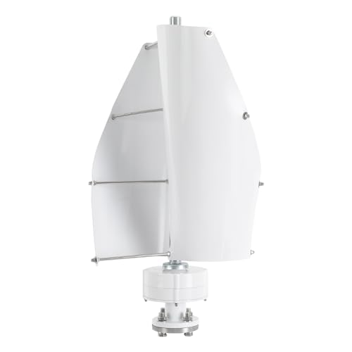 banborba 500W Vertikale Windgenerator, 12V Dreiphasiger Windrad Windturbine, 2-Klinge Vertikale Windkraftanlage mit Steuergerät, Geeignet für Boote, Pavillons, Hütten oder mobile Häuser (Weiß/12V)