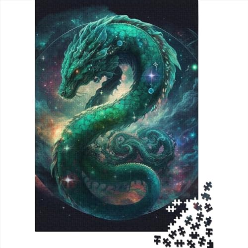 Grüner Drache, Holzpuzzle für Teenager, Geschenke für schwierige und anspruchsvolle Puzzles, 1000-teiliges Holzpuzzle für Erwachsene Teenager, 75 x 50 cm