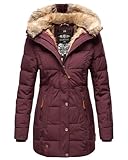 MARIKOO Damen Winter Jacke Mantel Parka warm gefütterte Winterjacke B817 [B817-Lieblings-Weinrot-Gr.L]