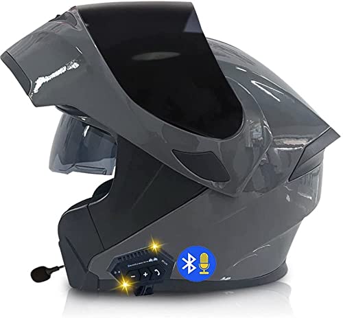 Klapphelm Motorradhelm,Bluetooth Integralhelm,Mit Doppelvisier, ECE Genehmigt,30m Bluetooth-Gegensprechanlage,Intelligente Geräuschunterdrückung,Wasserdicht,Ganzjährig Verfügbar