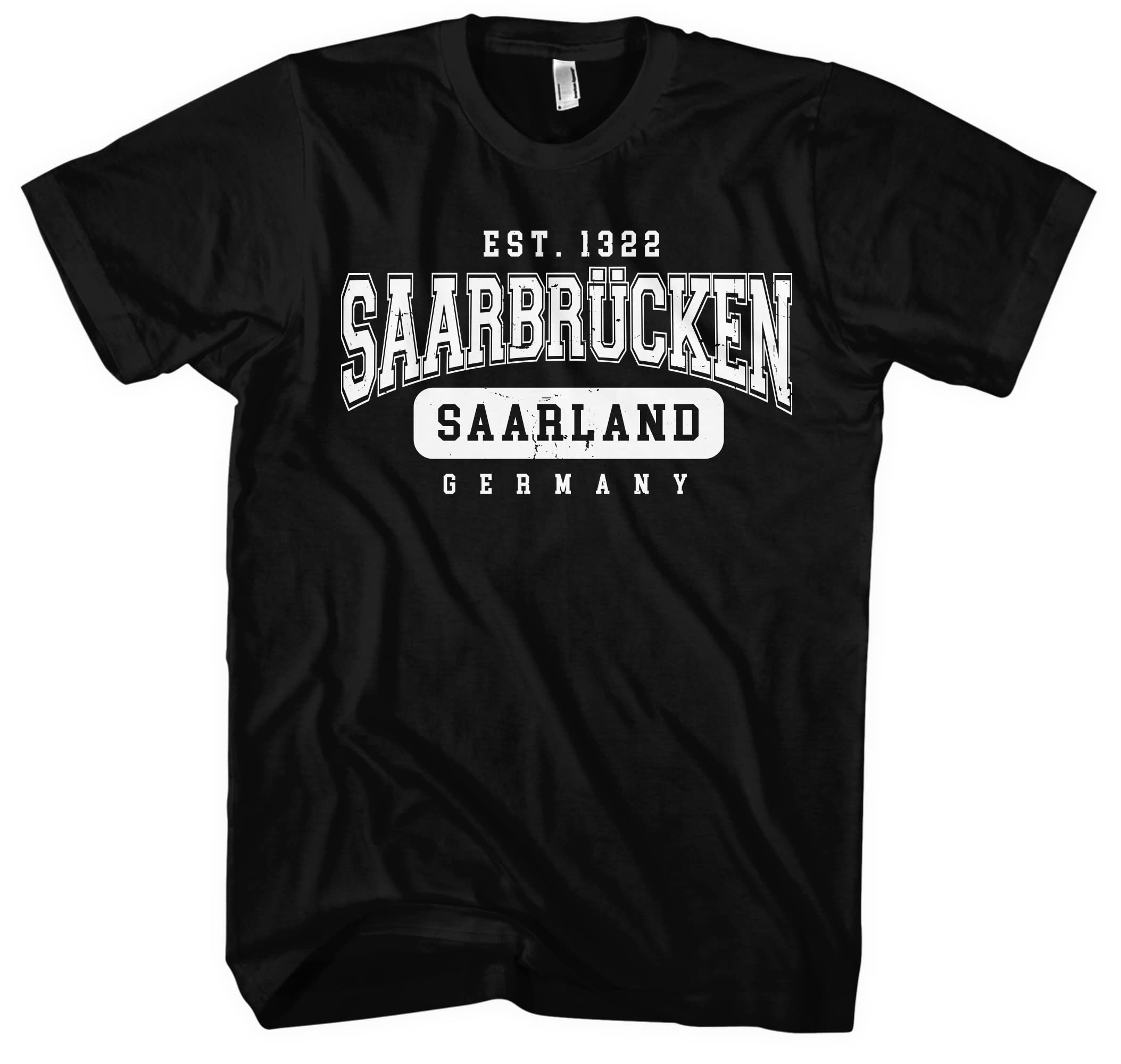 College City Saarbrücken Herren T-Shirt | Stadt - Saarbrücken Skyline - Fussball - Saarbrücken Shirt - Ultras | Schwarz (3XL)