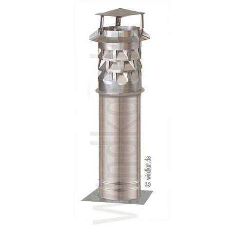 Doppelwandige isolierte Schornsteinverlängerung mit Grundplatte & Windkat Ø 130