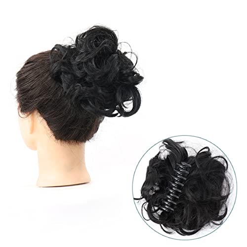 Bun Haarteile Dutts Krallenclip Pferdeschwanz Haarteile Haargummi Klaue Clip Unordentlicher Dutt Haarteil Synthetische gewellte lockige Chignon Haarknotenverlängerungen Zerzaustes Hochsteckfrisurhaar