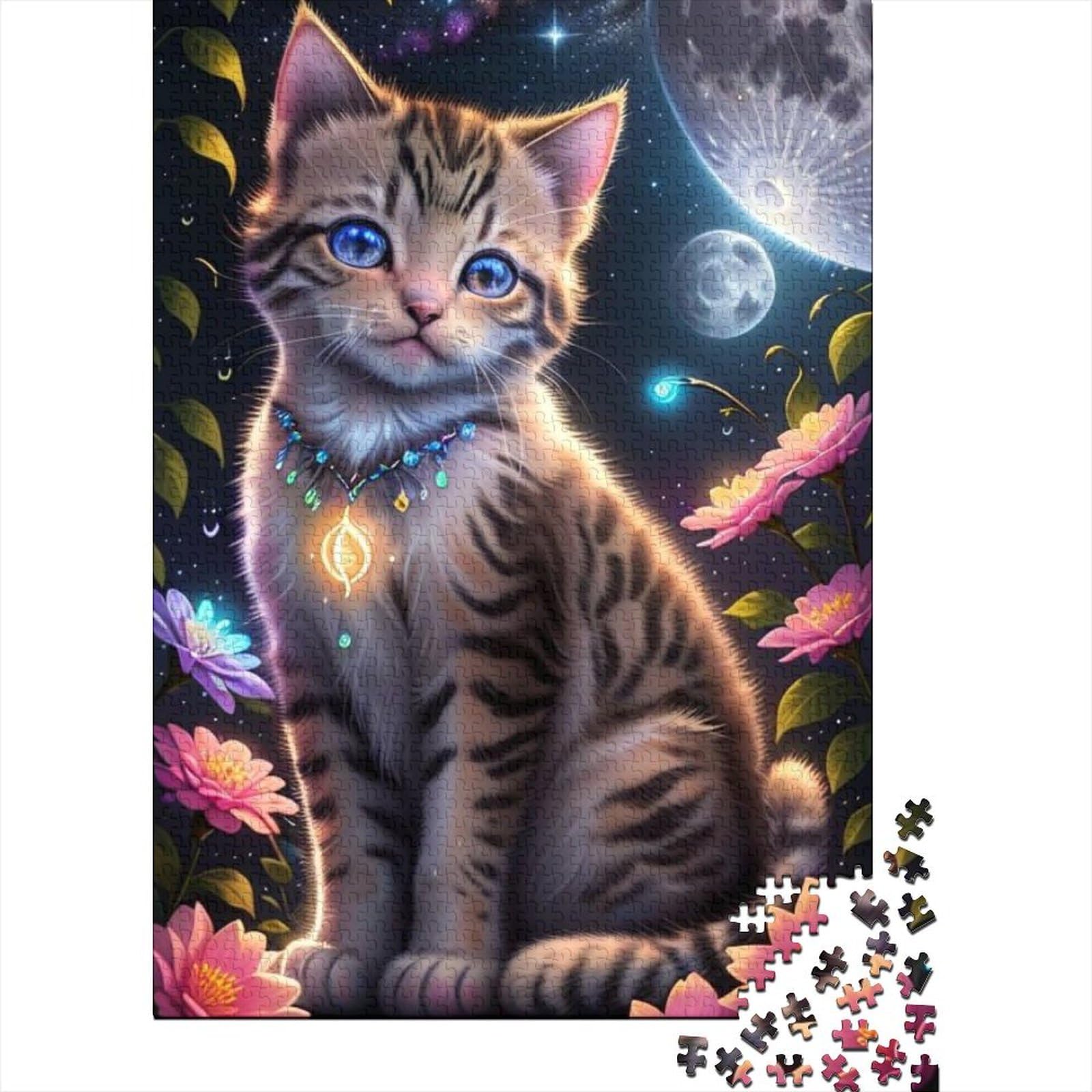 Puzzle für Erwachsene, 1000 süße Katzen-Puzzles für Erwachsene, Holzpuzzle, Lernspielzeug, Größe: 75 x 50 cm