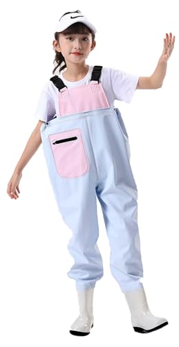 Outdoor Angeln Jagd Kinder Wader Hosen Wathose Kinder Wasserdicht Mit Stiefel Atmungsaktive PVC-Wathose Mit Stiefeln Im Elastischen Taillendesign Für Teenager Von 2 Bis 15 Jahren D,29