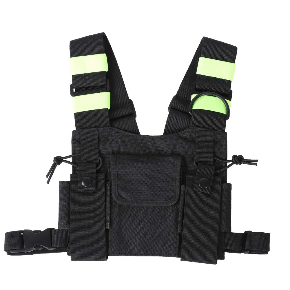 Walkie Talkie Brusttasche, Reflektierendes Band Brustgeschirr Front Pack Pouch Holster Tragetasche für Zwei-Wege-Radios Walkie Talkie