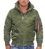 Alpha Industries Herren MA-1 Hooded Bomberjacke, Sage-Green, Medium