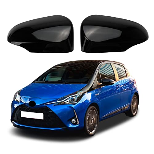 Auto Spiegelkappen, 1 Paar Auto Tür Außenspiegelkappe Rückspiegelkappe Seitenspiegel Abdeckungen für Toyota Yaris 2012-2019 (Schwarz)