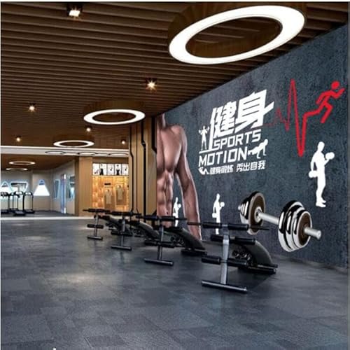 Tapete Wandbild 3D Benutzerdefinierte 3D-Fitnessstudio-Hintergrund-Wandtapete, Fitnessstudio, Männliches Poster, Inspirierendes Wandgemälde, Sport-Industriestil-Dekorationstapete-250Cmx175Cm