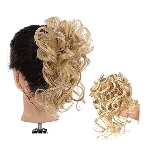 Haarknoten Verlängerung, lange, unordentliche, lockige Chignon-Haarteile mit elastischem Band, lockiges Haar, synthetischer Haarknoten, Chignon-Haarknoten, Haargummis for Frauen Haarschmuck Damen (Co