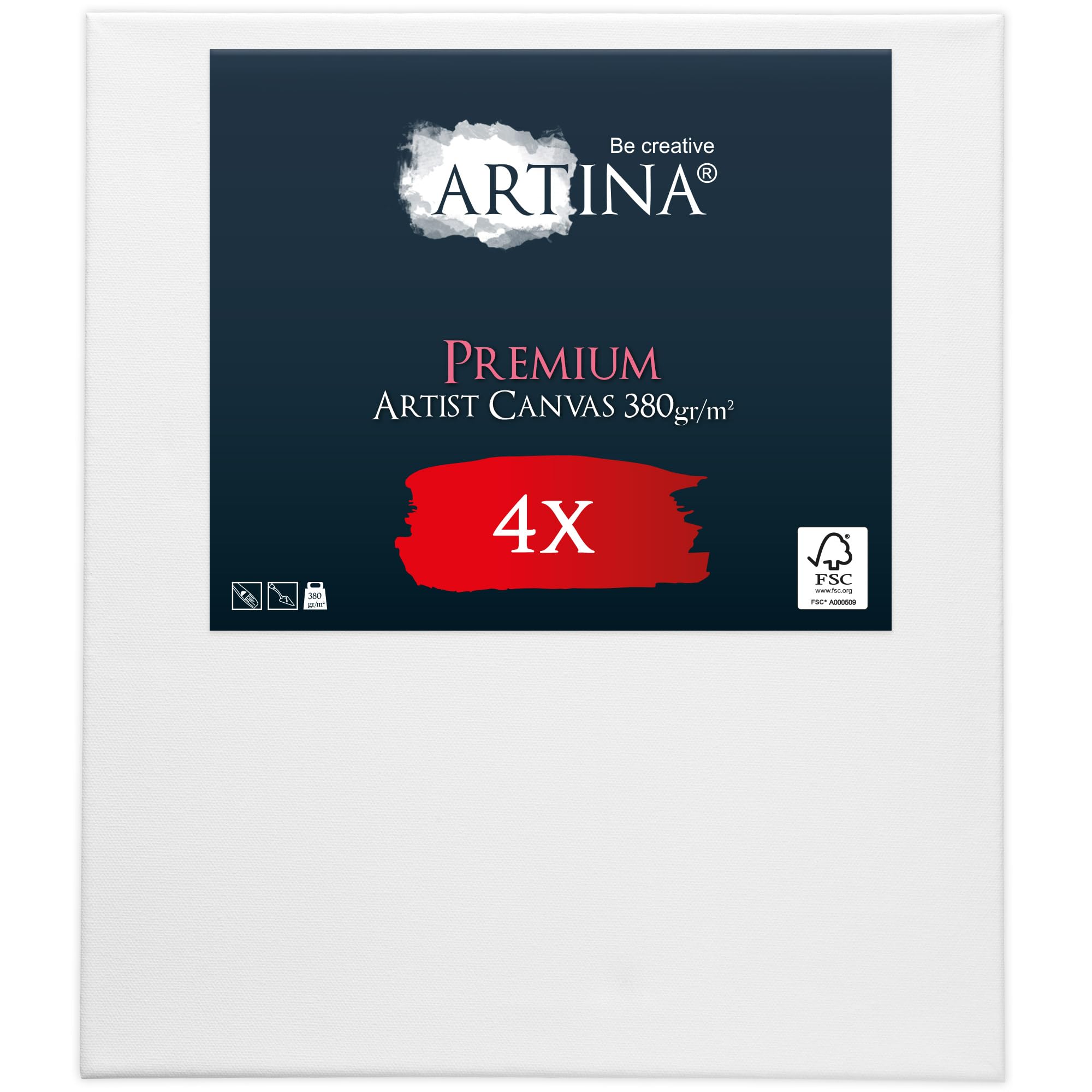 Keilrahmen Leinwand zum Bemalen 30x40 cm – Artina Premium 4er Set FSC® Leinwand Keilrahmen Leinwände für Acrylfarben Canvas 100% Baumwolle – bespannte Keilrahmen Set Leinwände zum malen Leinwand Weiß