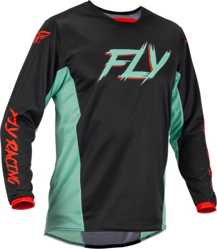 Fly Racing 2023 Erwachsene Kinetic S.E. Rave Jersey (Schwarz/Mint/Rot, X-Large)