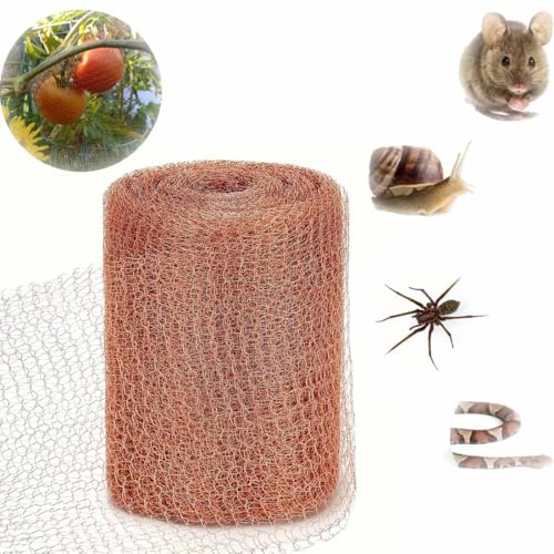 YunYou Copper Mesh Slug Repellent,Sturdy Anti-Snail Trap Woven Copper Wire Shielding Filter Garden Yard,Copper Mesh Roll for Mice Rat Rodent Repellent,for Mouse & Rat Proof,Pest Control (12.7cm*6m)