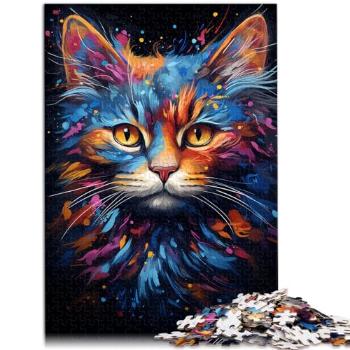 Puzzle, farbenfrohes psychedelisches Seelentier mit Katze, Puzzle für Erwachsene, 1000 Teile, Holzpuzzle, einzigartige Geburtstags, 1000 Teile (50 x 75 cm)