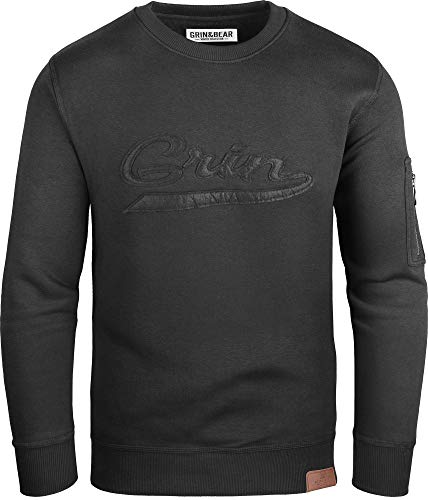 Grin&Bear Herren Crew Neck mit Ärmeltasche schwarz L GEC542