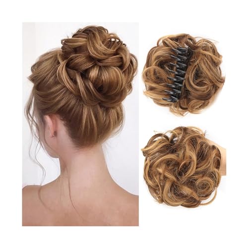 Haarteil Haargummi Synthetische Chignon Messy Bun Claw Clip-in-Haarteil, gewelltes, lockiges Haar, Dutt, Pferdeschwanz-Erweiterungen, Scrunchie-Haarteile for Frauen Haarverlängerung(9H19)