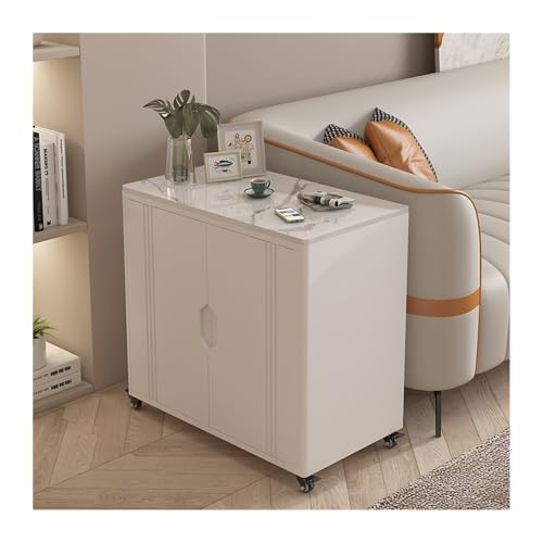 FUHAI-666 Leichter Luxus-Sofa-Seitenschrank, Lückenschrank, Haushalts-Multifunktions-Ablageschrank, Sofa-Seiten-Teetisch, Aufbewahrungstisch(White+White)