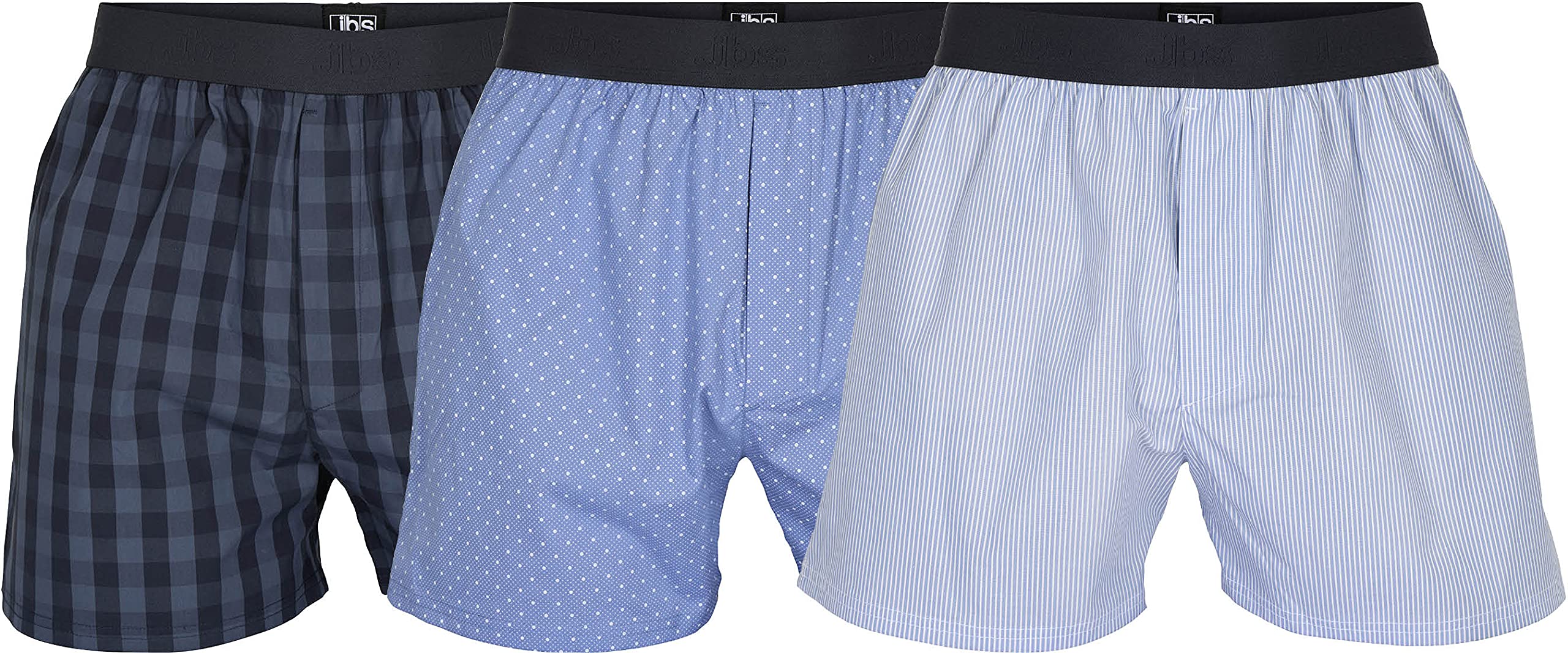 jbs Boxershorts für Herren, Unterhosen für Männer im Set aus ökologischer Baumwolle, lockere Shorts für Herren im 3er-Pack, Mehrfarbig, M