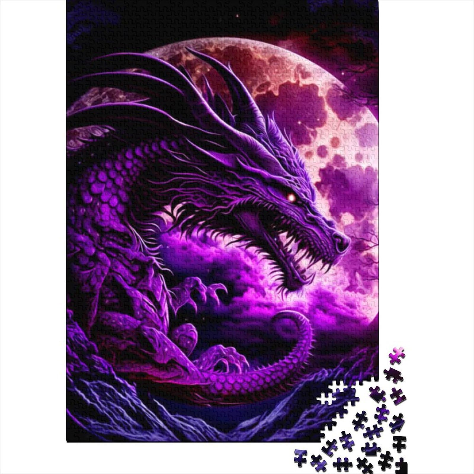 Drache-Puzzle für Erwachsene, 1000-teiliges Puzzle, 1000-teiliges Puzzle für Erwachsene Teenager, Holzpuzzle für Erwachsene Teenager (Größe: 75 x 50 cm)