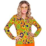 W WIDMANN MILANO Party Fashion - 70er Jahre Bluse für Damen, Hippie, Reggae, Flower Power, Disco Fever, Schlagermove