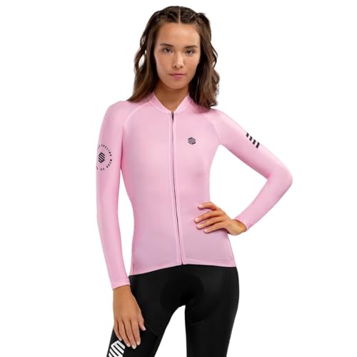 SIROKO - Radtrikot Langarm für Damen M2 Flamingo - S - Bubblegum Pink/Schwarz