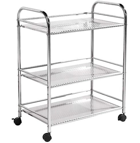 LASTRAN Küchenaufbewahrungswagen Rollwagen Storage Trolley 3-Tier Metall Rollwagen Küchenwagen Edelstahlwagen Lagerung Abnehmbarer Servierwagen Küchenwagen Rollaufbewahrungswagen Gebrauchswagen