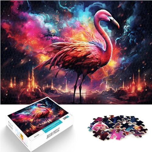 Puzzles für Erwachsene mit farbenfrohem Flamingo-Motiv, 1000 Teile, Holzpuzzle, anspruchsvoll, aber unterhaltsam und humorvoll, 1000 Teile (50 x 75 cm)